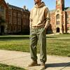 Men's Lightweight Cotton Linen Cargo Pants Loose Fit Multi Pocket Jogger Style Elastic Waistband Drawstring Adjustable Ankle Cuffs