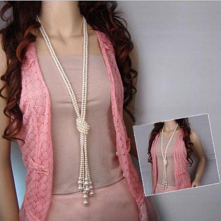 Korean Five-Petal Pearl Tassel Flower Necklace for Women