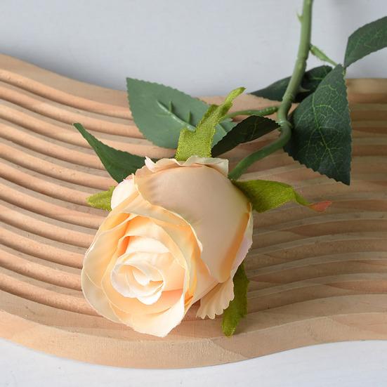 Artificial Rose Branch with Stem Green Leaves Home Wedding Party Faux Flower Floral Arrangement Indoor