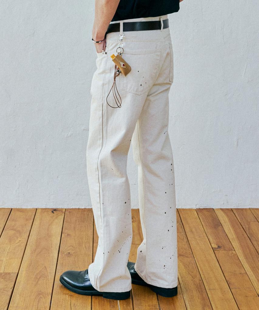 KND 97Lc Splatter Bootcut Denim Pants Ecru