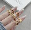 Angola Red Enamel Transshipment Immediately Rich Flower Opening Ring Niche Retro Four-Leaf Clover Medieval Index Finger Ring Woman