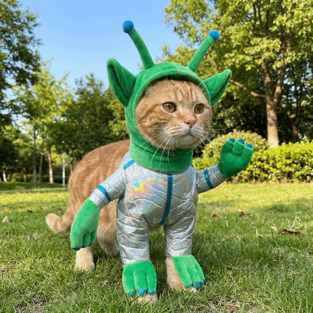 Colorful Laser Alien Pet Costume Plush Hands and Feet Alien Cat Dressed Up Party Dressing