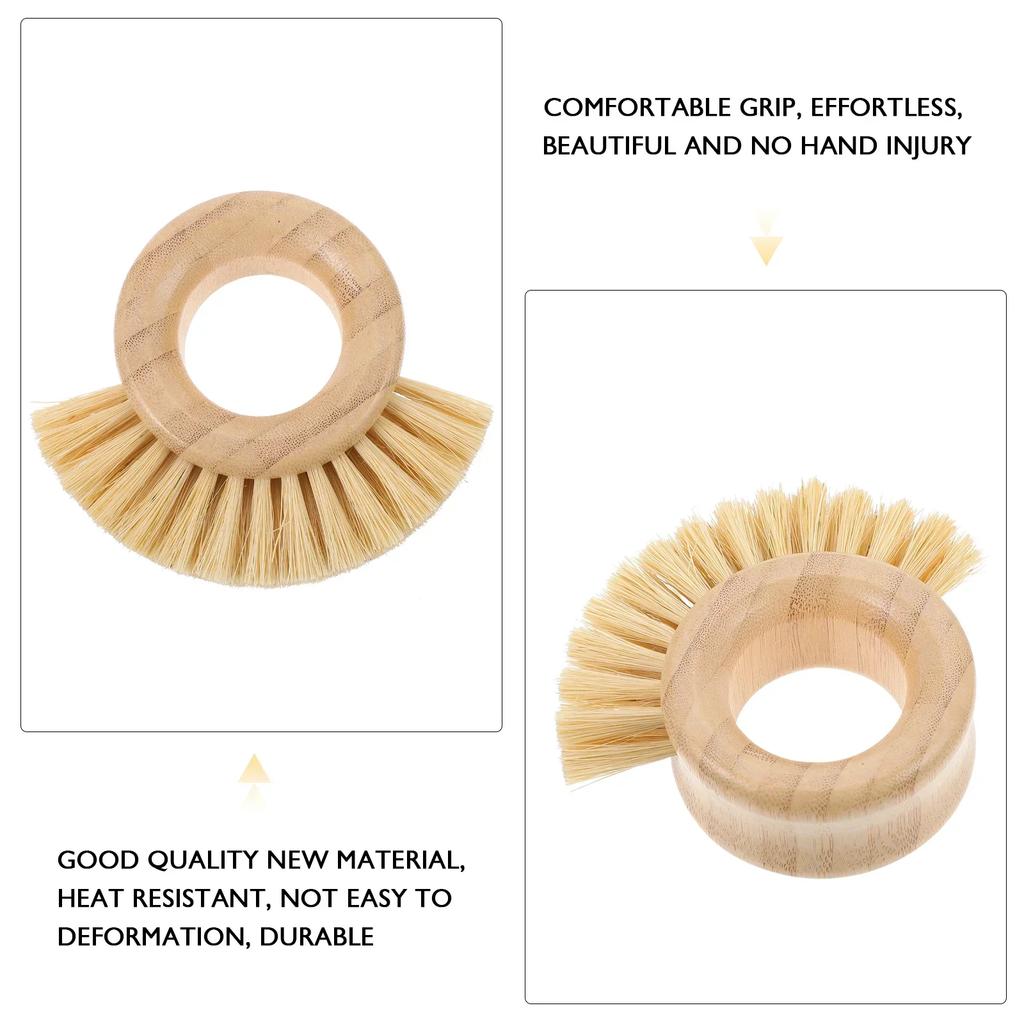 Cleaning Brush Dish Vegetable Fruit Pot Round Vegetables Washing Bamboo Kitchen Scrubber Sink Cleaner