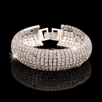 Bracciale Rigido Largo Stile Romano da Donna con Strass Gioiello Regalo per Festa di Matrimonio
