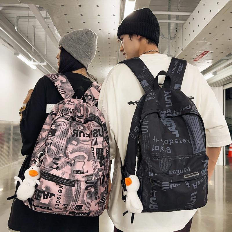 School Bag Men's Fashion Trend Middle School Students Junior High School Students High School Students Large Capacity Canvas Girls Backpack Backpack
