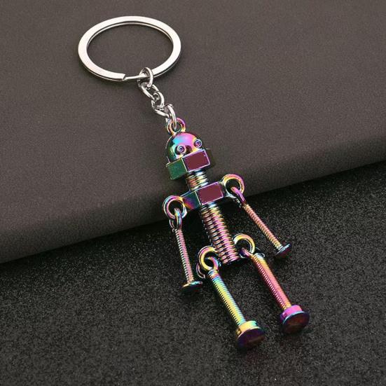 Metal Robot Keychain Vintage Movable Joints Screw Robot Key Ring Pendant