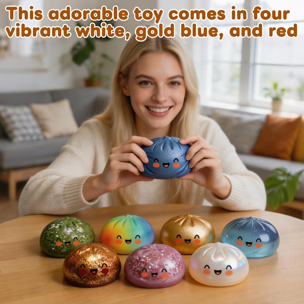 Urocze Bao Bun Pierożki Squishy Slime Zabawki do Redukcji Stresu Nieprzywierający Przezroczysty Brokatowy Slime Piłeczka Antystresowa Zabawka Fidget Dla Dzieci Upominek na Imprezę