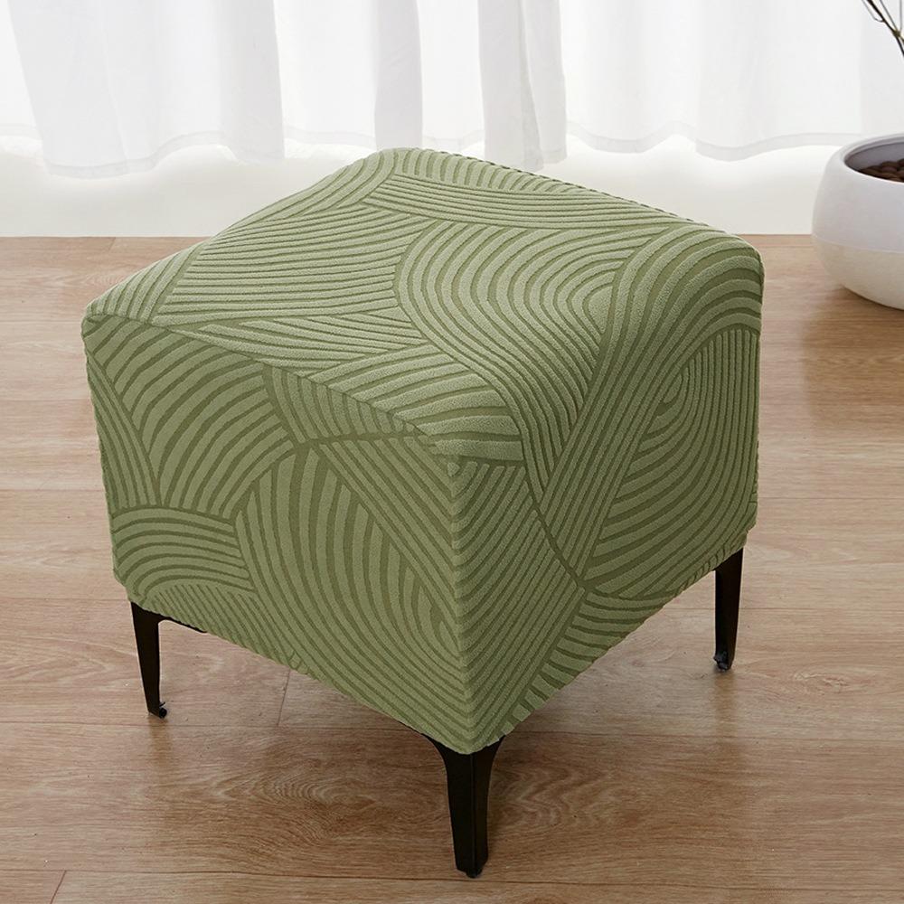 Jacquard Velvet Square Footstool Cover Square Shaped Solid Color Ottoman Dust Protector Soft Wear Resistant Footrest Cloth Cover