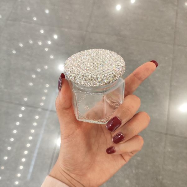 

Diamond-Studded Gold Bean Storage Glass Bottle - Transparent, Mini, for Small Items, Sealed