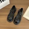 Round head single shoes women's 2025 new autumn and winter word with skirt platform jk French Mary Jane bow small leather shoes