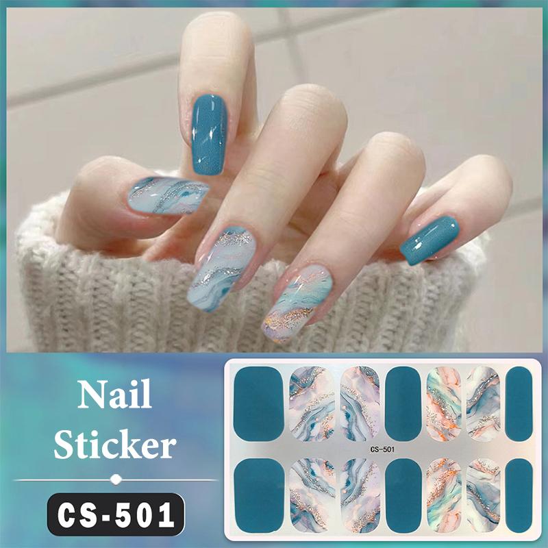 Bez lampy do utwardzania Wodoodporne naklejki na paznokcie Pełne krycie Naklejki na paznokcie Mocne i niełatwe do odpadnięcia 14 paznokci/zestaw Wielokolorowe plastry na paznokcie