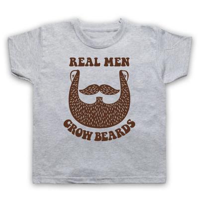 REAL MEN GROW BEARDS FUNNY HIPSTER RETRO COOL JOKE KIDS CHILDS T-shirt