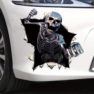 3D Cracking Totenkopf Dekorationsaufkleber Kreative Dekorationsaufkleber für Motorrad Auto Gitarre Tasse DIY LKW Wand Boot Laptop