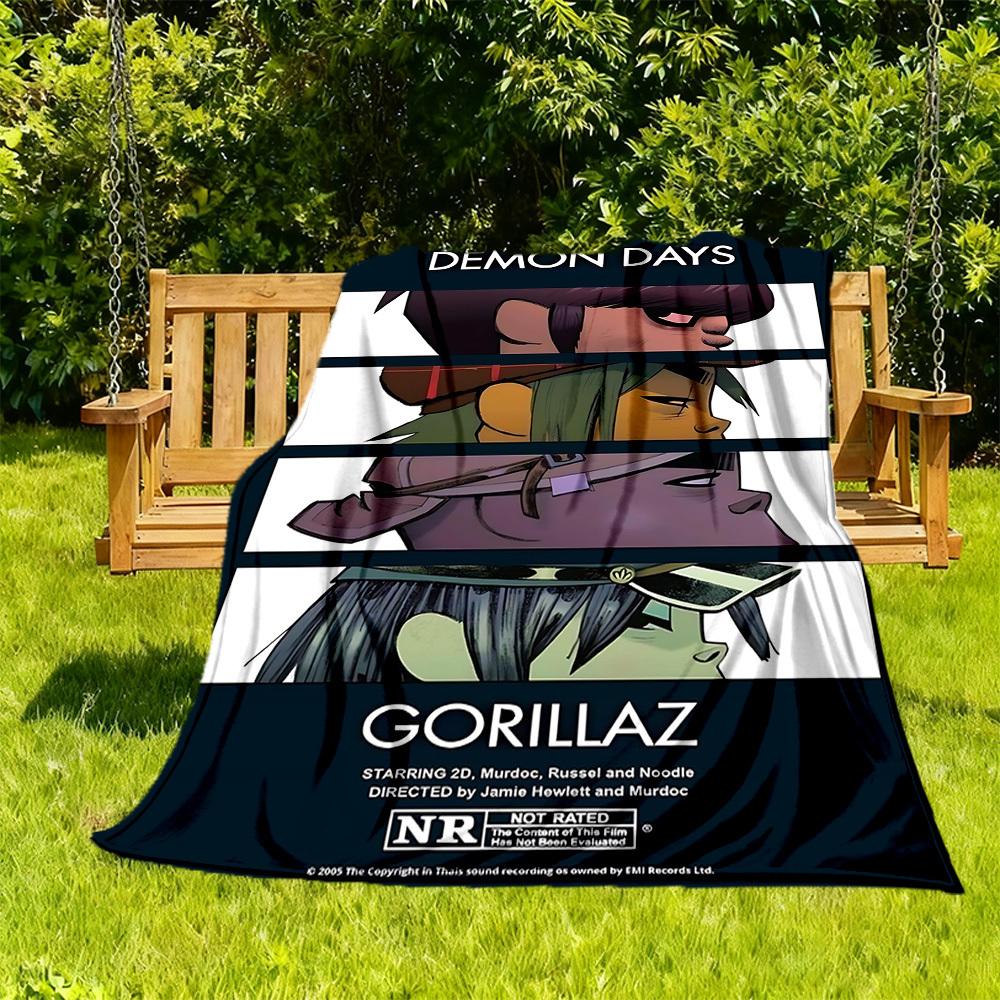 1pc Gorillaz Demon Days Outdoor Blanket Lightweight Flannel, All-Season Use for Sofa, Bed, Travel, Camping, Living Room, Office, Couch032