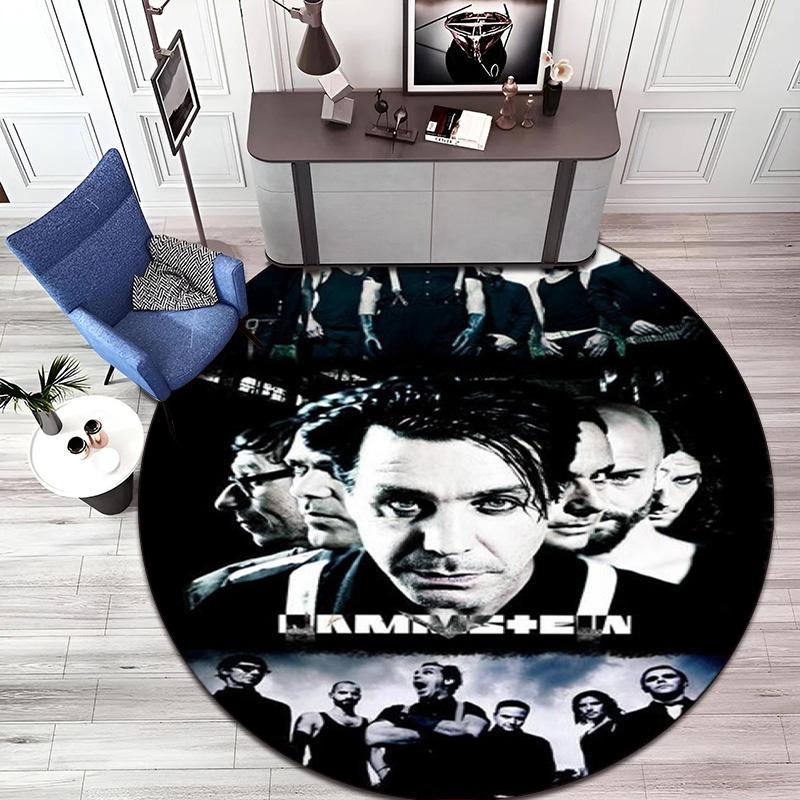 Famous German Rock Heavy Metal Band Rammstein Tile Lindemann Circular Carpet Decoration Anti Slip Home Table and Chair Mat Aisle Door Mat Carpet D15