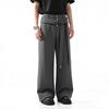 American retro pleated straight casual trousers design sense streamer simple versatile loose drape floor long pants
