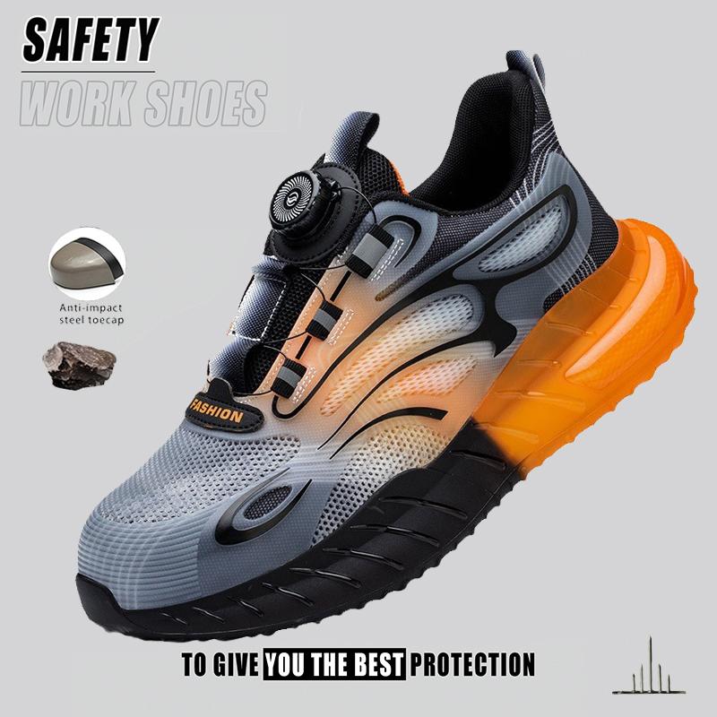 Mens Safety Work Boots Steel Toe Anti-Puncture Anti-Static Industrial Shoes Non Slip Wear-Resisting Indestructible Safety Shoes