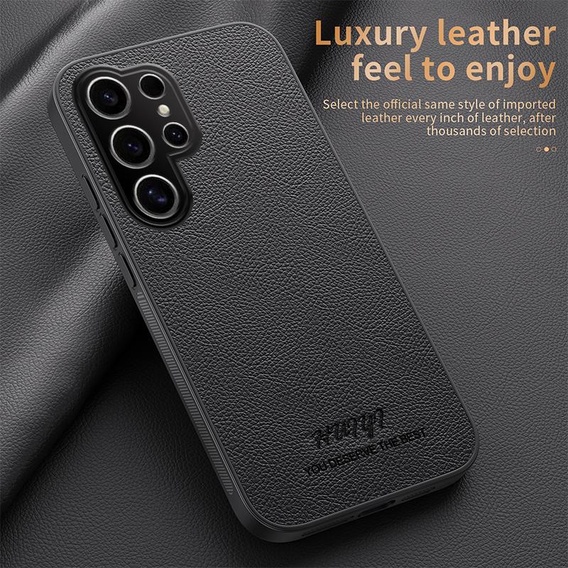 Business Retro Leather Built-in Magnetic Case For Samsung Galaxy S26 Ultrra S25 Plus Skin-friendly Shockproof Protect Slim Cover