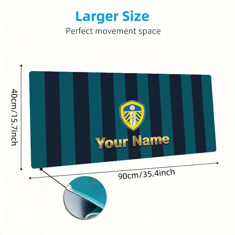 Leeds United Benutzerdefinierter Name Große Größe Mauspads Große Gaming-Tischunterlage Rutschfest für Laptop Tablet Großes Mauspads XXL Matte Mini-PC-Spielmatte Mit Verriegeltem Rand