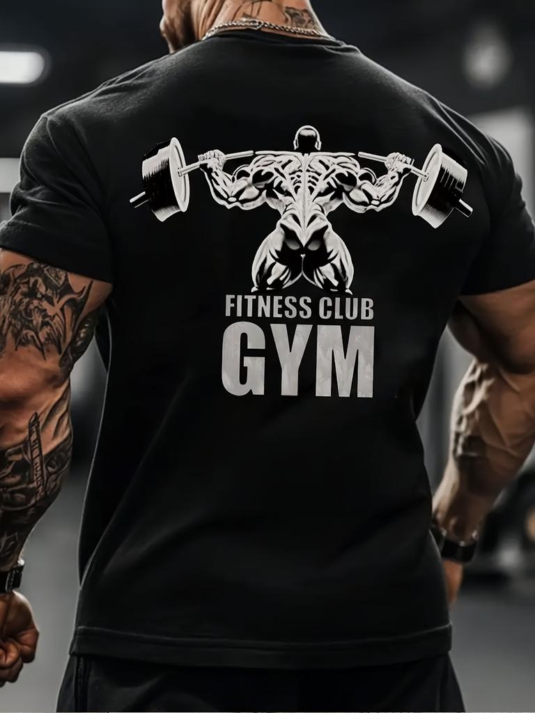 2026 New Mens Fitness Sports Pattern Tshirt Loose Round Neck Tshirt Mens Round Neck Short Sleeved Shirt