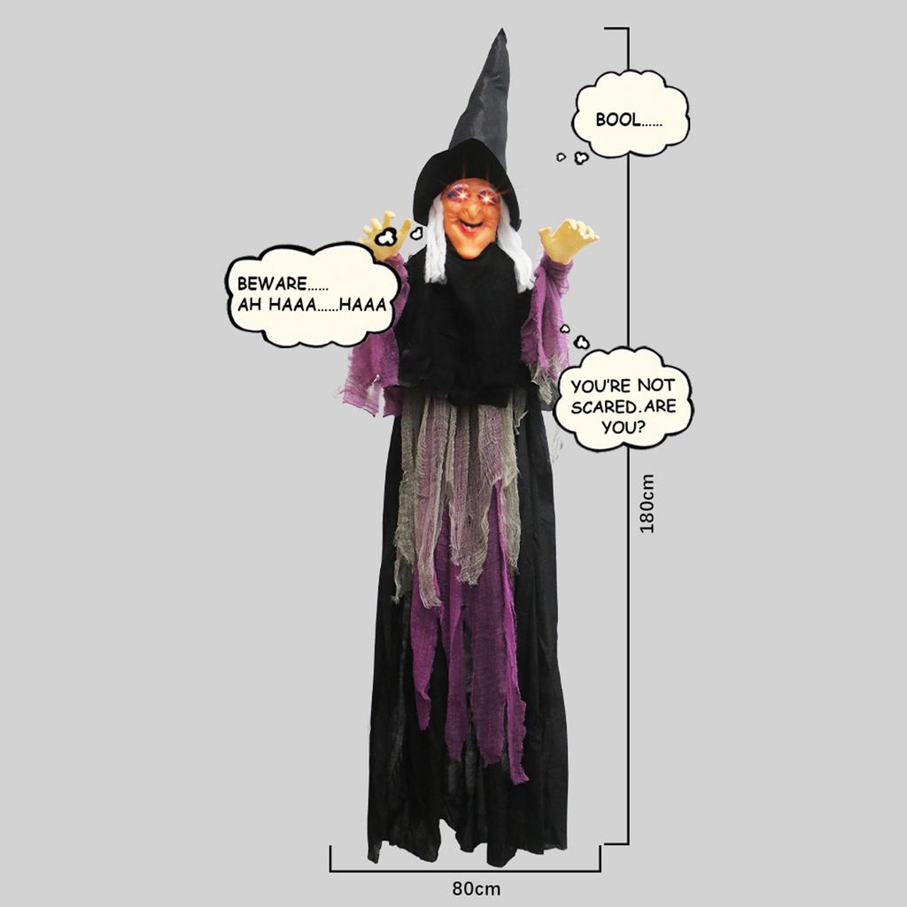 Halloween Electronic Witch Decoration, Life-size Hanging Witch Halloween Decoration, Scary Flying Electronic Witch For Halloween Decoration