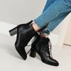 Fashion Ankle Boots for Women Casual Lace Up Autumn Spring Short Boot Female Thick Med Heel Black Red Shoes Lady Big Size 45 46