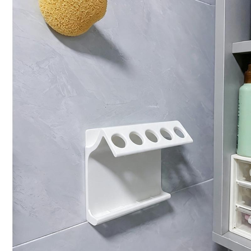 5-Opening 3D Print Toothbrush Rack, Wall-Hanging Storage Holder with Open Structure for Cleaning Counter Space, Bathroom Accessory