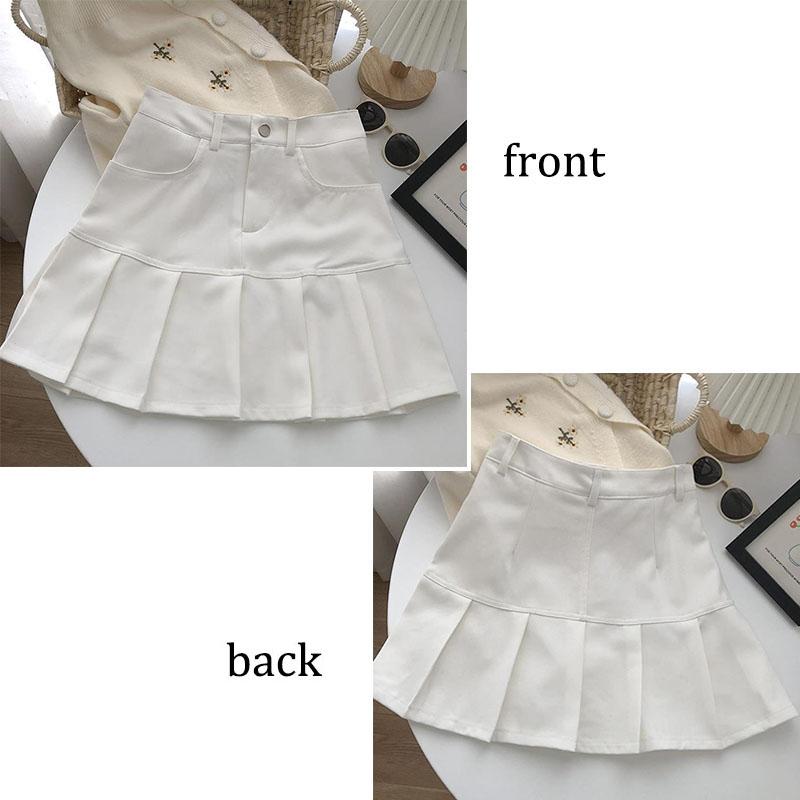 Pleated Skirt Women Y2k Harajuku White Pencil Skirt Uniforms Safety Pants Summer Solid Color Casual Mini Kawaii Skirt Fashion