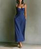 Summer European and American new product temperament waist solid color suspender dress