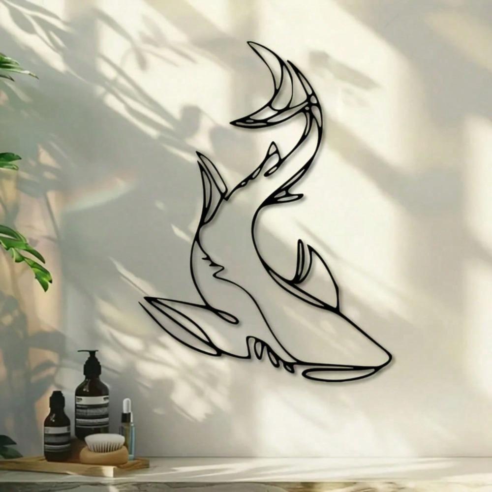 Shark Metal Art Bohemian Ocean Nautical Decor Laser Cut Coastal Wall Sculpture Modern Home Gift