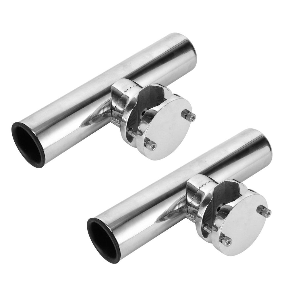 2pcs Stainless Steel Fishing Rod Holder for Tournament Style Clamp for 1‑1 4into 2in Rail Mount