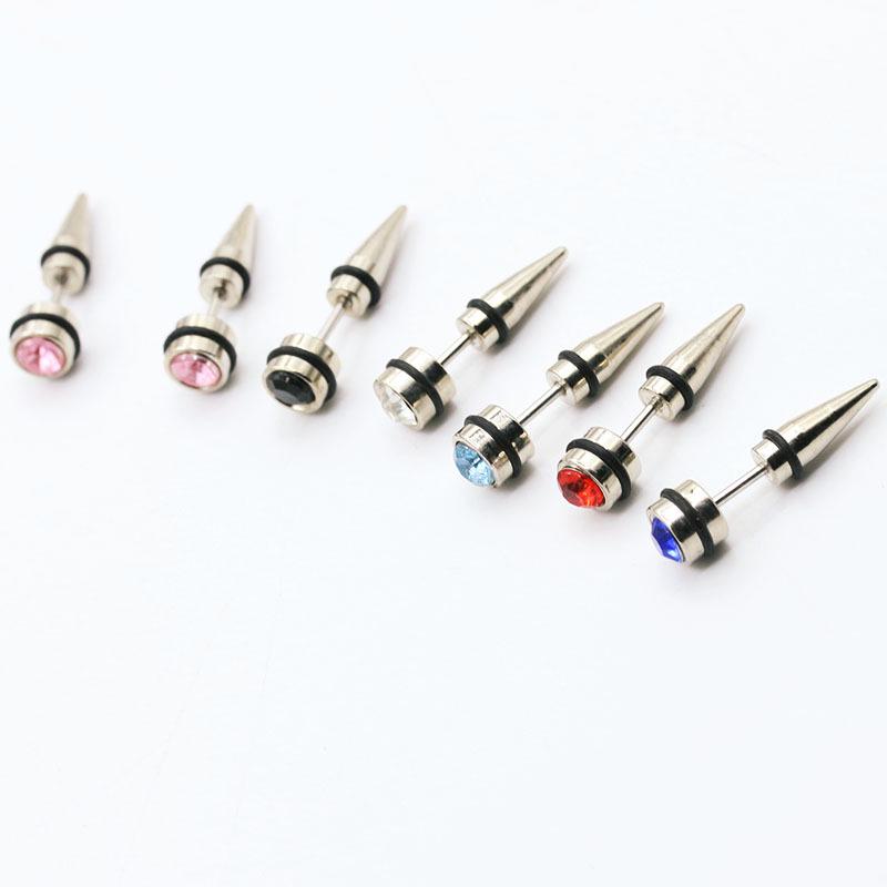 Unisex 316L Titanium Steel Diamond-Studded Piercing Earrings