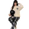 Autumn/Winter Flannel Pajamas: Cozy Round Neck Homewear for Youthful Men and Women