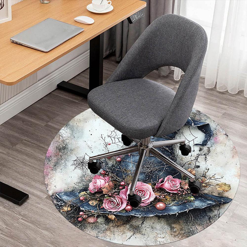 

1pc Witch s Hat Flowers Round Chair mat Area Rug - Non-Slip, Floor Mat for Office, Bedroom, and Indoor Decor -1002052 80cm by 80cm