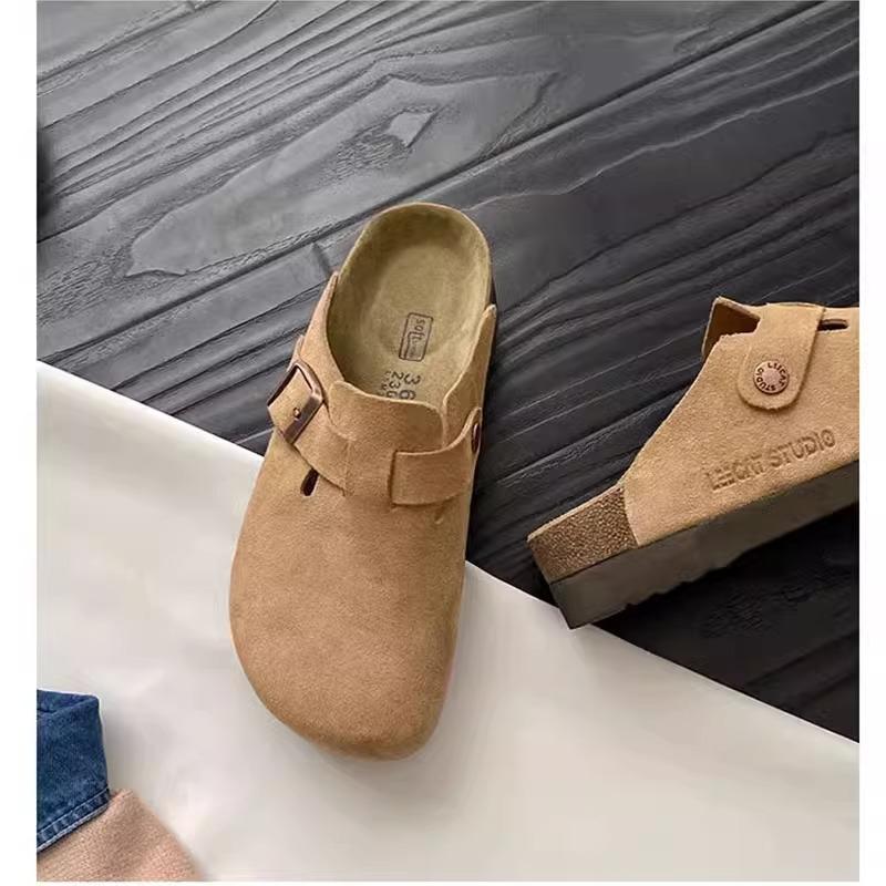 Boken Shoes Women's Platform Bag Head Half Slippers Wear 2024 New Spring Lazy One Pedal Retro Boken Slippers