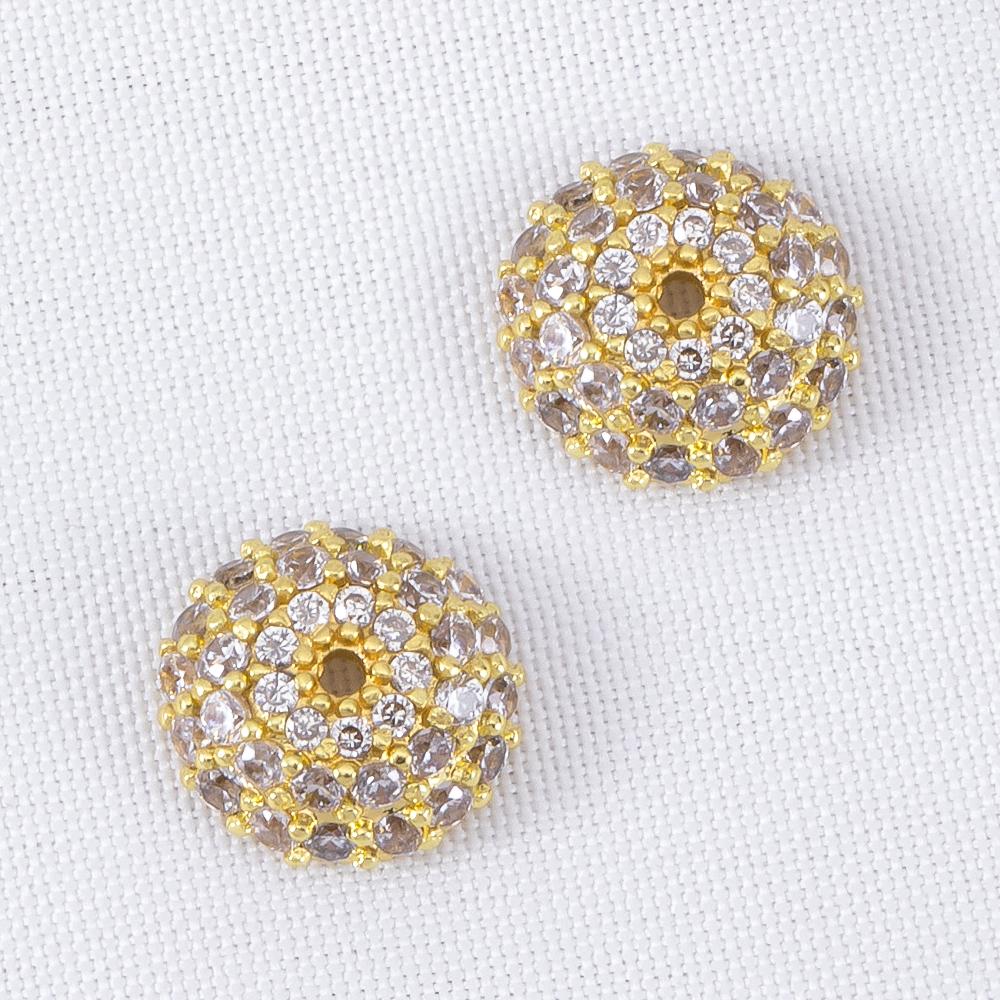8mm Spacer Bead Caps Gold Plated Brass with Shiny Zircon Flower Bead Copper End Caps for Jewelry Making Supplies DIY Accessories