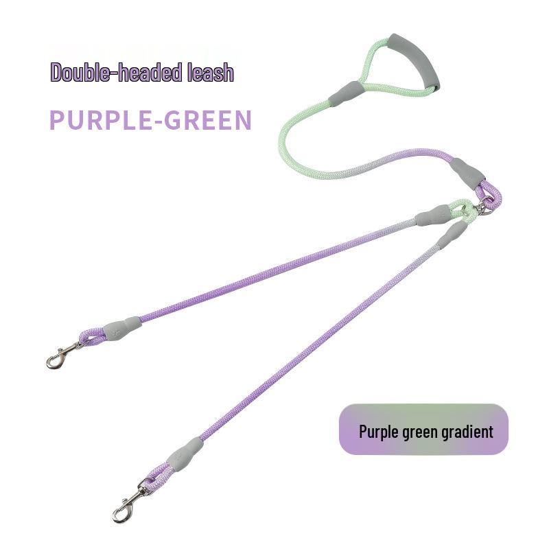 Gradient Anti-Tangle Dual Dog Leash with Two-Headed Design
