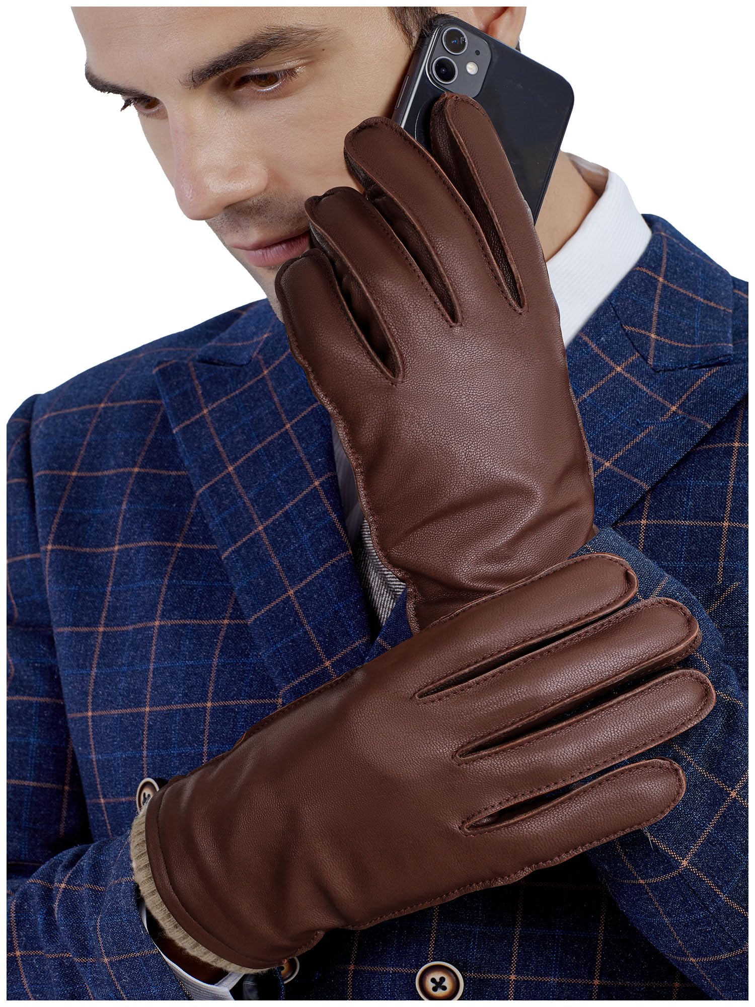 

Перчатки для вождения без хрома из овечьей кожи для холодной погоды, для смартфонов, матовая ветрозащитная, для вождения, рекомендуется как коричневые перчатки M 24003 [GSG], мужские,