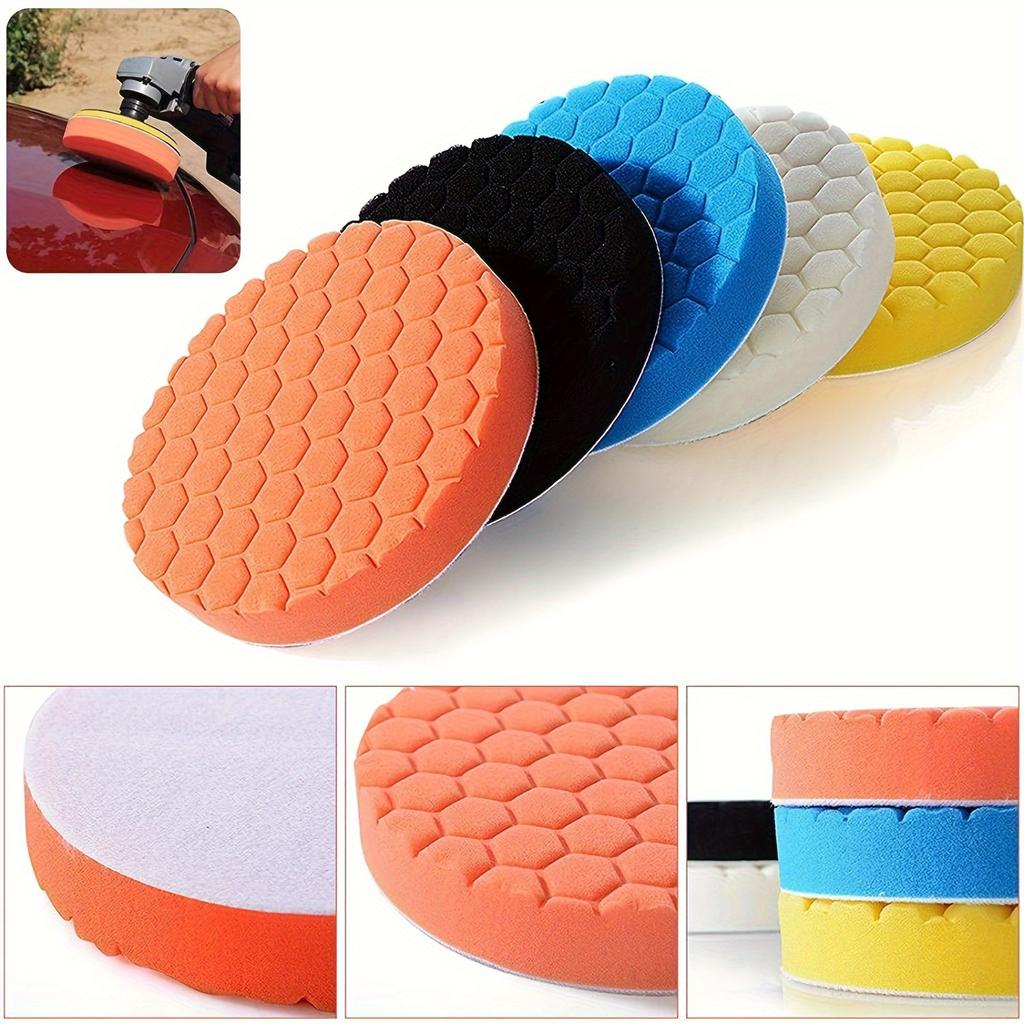 7pcs Buffing Polishing Pads 6 Inch- 7pcs 150mm Face for 6 Inch 150mm Backing Plate, Car Compound Buffing Sponge Pads and Knitted Cutting Polishing