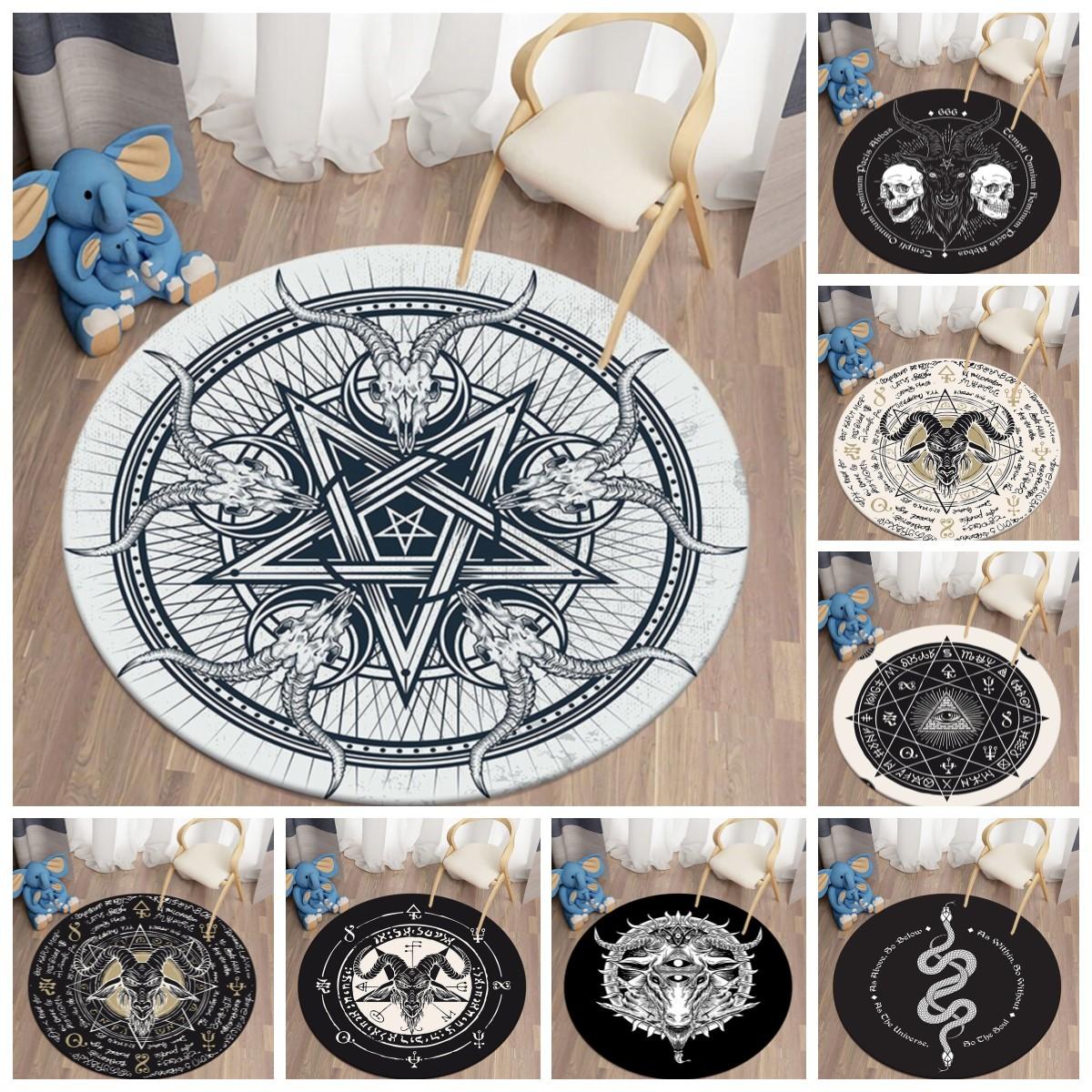 

Ковер с круглым узором «Сатана» для гостиной, ковер для спальни, кухонный ковер, нескользящий коврик, коврик для стула, фланелевый ковер