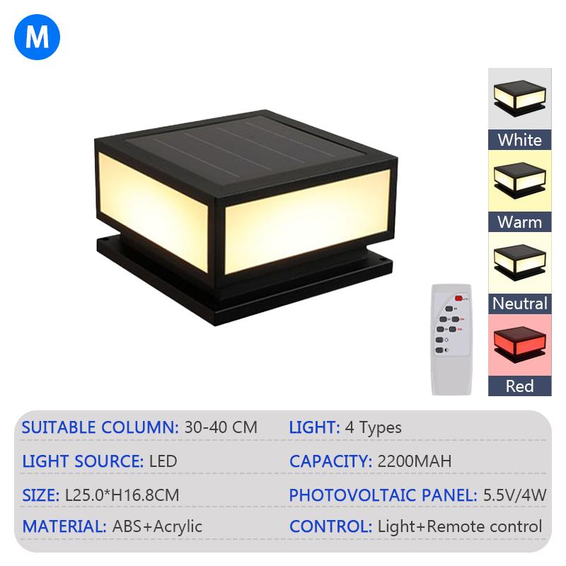 

Уличный светодиодный солнечный светильник-колонна, водонепроницаемый, солнечный светильник с дистанционным управлением, 4-цветный, садовый забор, крыльцо, двор, декоративное освещение