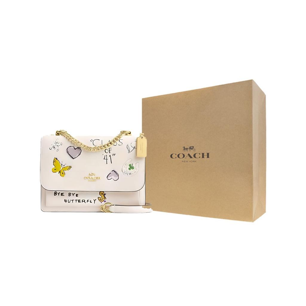 Coach Klare 21 Sketch Print Chain Strap Leather Crossbody Bag Small Women Bags Chalk-White CAK15-IMCAH
