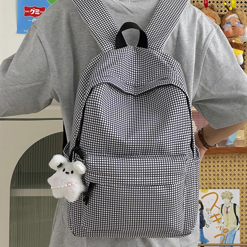Student Schoolbag Large Capacity Check Backpack