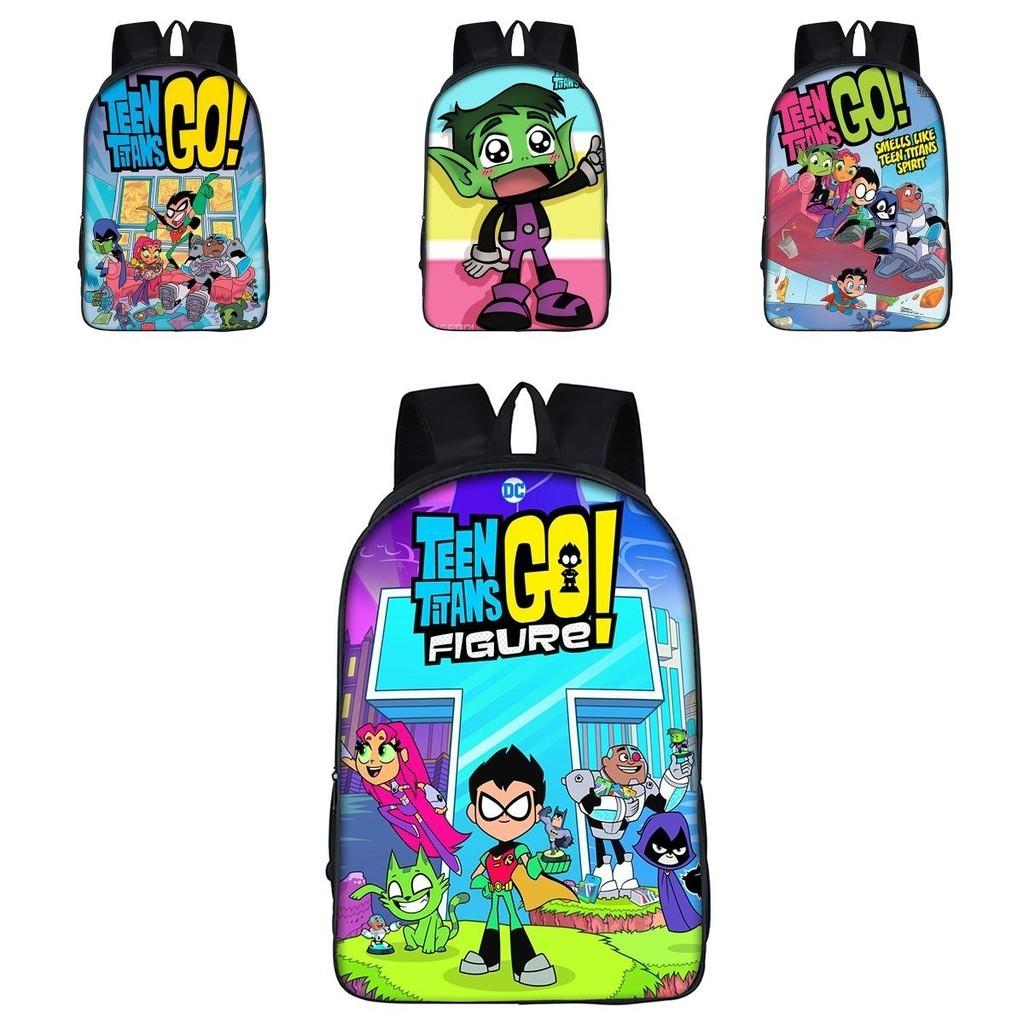 Teen Titans Go Kids Cartoon Backpack With Large Capacity And Smooth Zipper