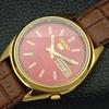 OPPUSSET VINTAGE SEIKO 5 AUTOMATISK 6309A JAPAN HERRE RØD SKIVE KLOKKE a425910-2 RL620a-a425910