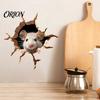 Reusable Glass Window Stickers Peeking Mouse Wall Sticker, 3D Broken Hole Effect Decals, Funny Decals Stickers, Removable PVC Art for Bedroom