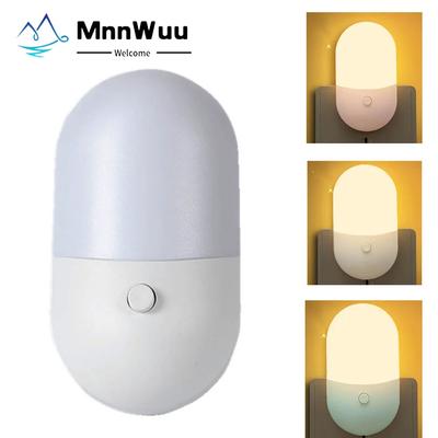 Energiesparende Nachtlicht Plug-in LED Fütterung Sockel Lampe Innenbeleuchtung Schlafzimmer Nacht Nachttischlampe EU Stecker Zweifarbig