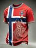 Nordisches Wikinger Norwegen Hemd Herren Damen 3D Gedrucktes Vintage Kulturmuster Kurzarm Streetwear T-Shirt Schnelltrocknend Sommer Freizeit Oberteil