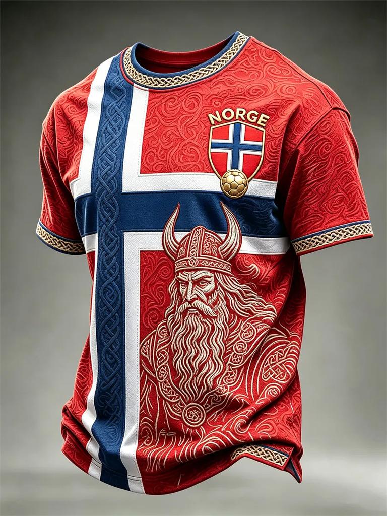 Nordisches Wikinger Norwegen Hemd Herren Damen 3D Gedrucktes Vintage Kulturmuster Kurzarm Streetwear T-Shirt Schnelltrocknend Sommer Freizeit Oberteil