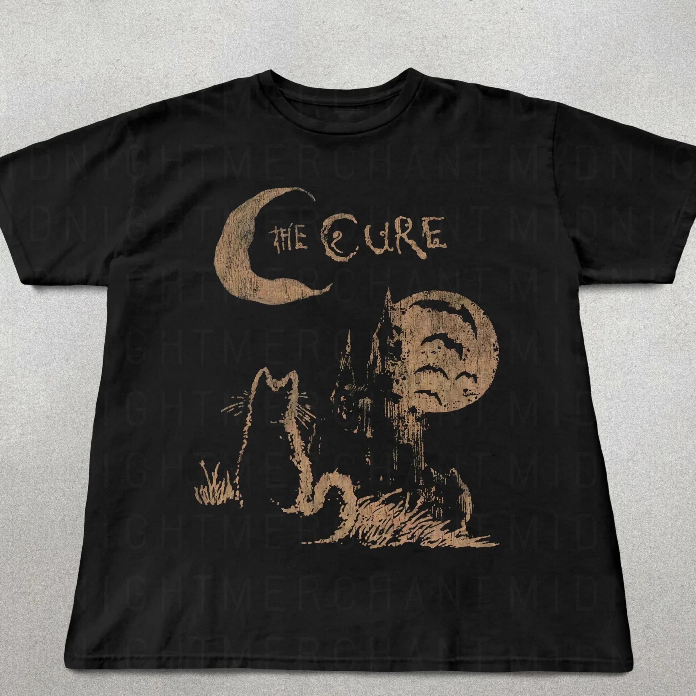 The Cure Cat Print TShirt 90s Alternative Indie Rock Unisex Style Trendy Top for Unisex Ideal Gift for Cat Lovers Band Fans S